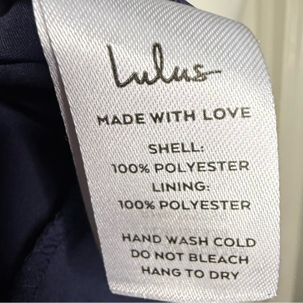 Lulu's Midnight Blue One-Shoulder Cocktail Dress Silky Prom - Picture 10 of 10